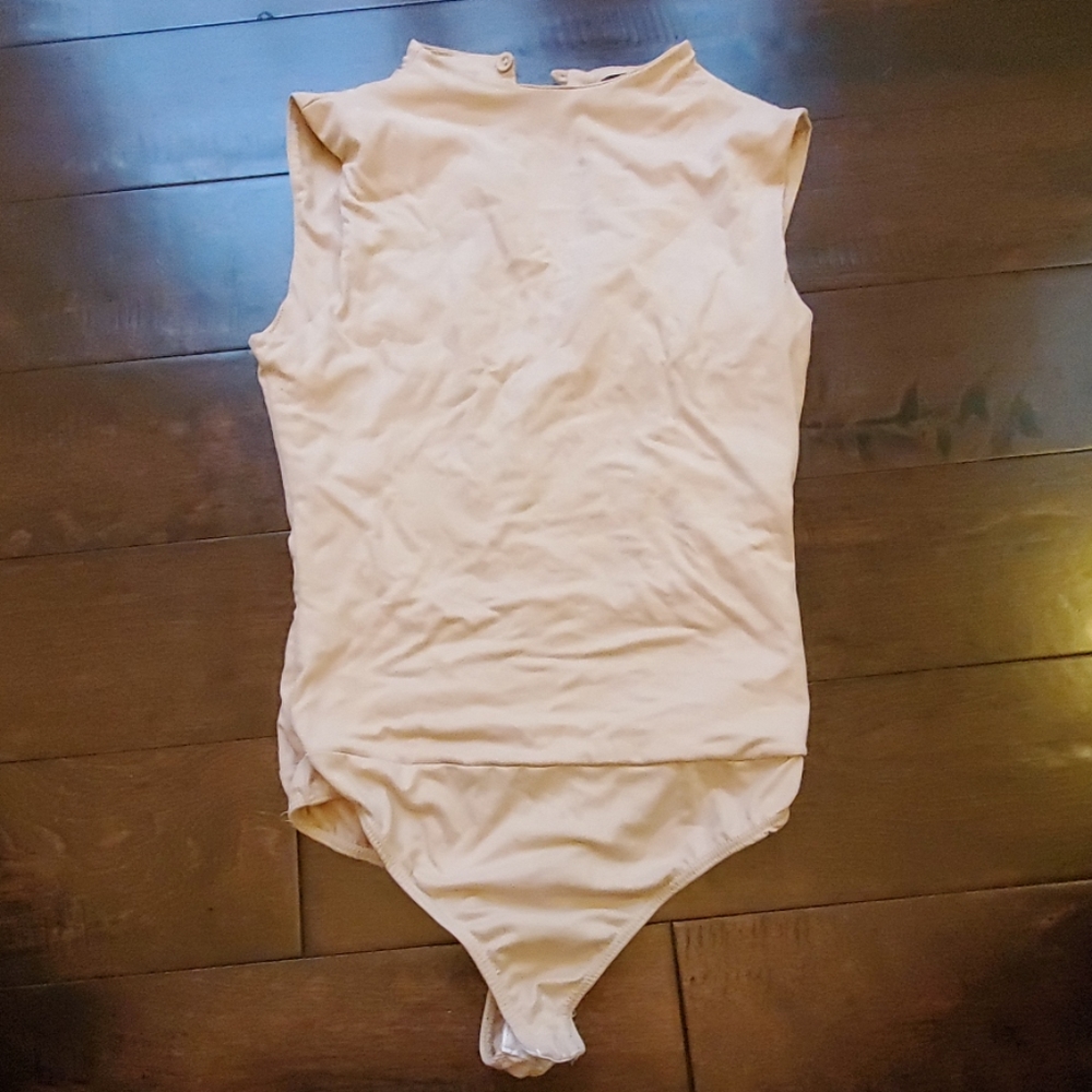 Lulu's Cream Mock Neck Sleeveless Bodysuit